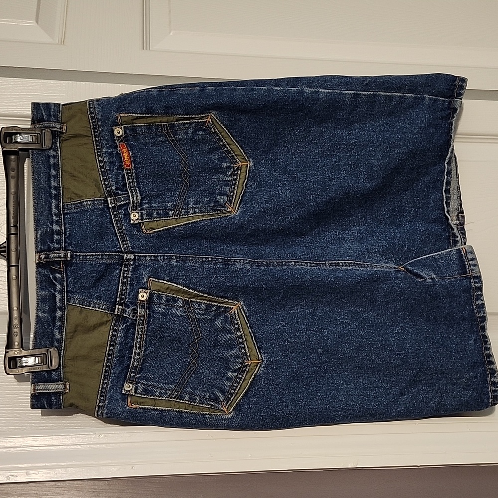 Vintage Jordache 100% Cotton Accent Pockets Midi Pencil Denim  Skirt Size 13/14 - Picture 3 of 4